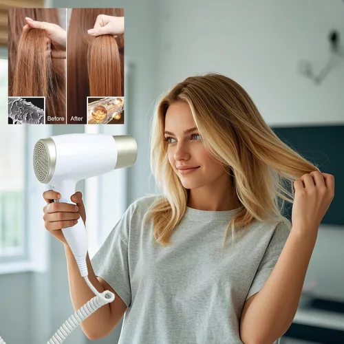 Vista 3 de Secador de pelo montado en la pared para baño, secador profesional de 110 V con motor de secado rápido, secador de pelo resistente para montaje