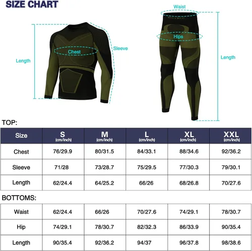 Vista 6 de MEETWEE Men's Thermal Underwear Set, Winter Ski Gear Fleece Lined Long Johns Base Layer Warm Top & Bottom for Skiing Black