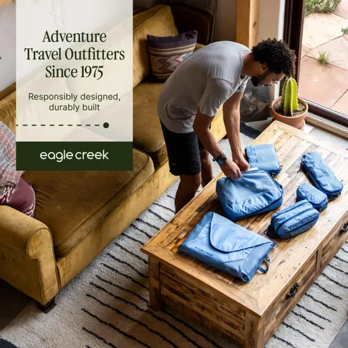 Vista 7 de Eagle Creek Pack-It - Carpeta original para ropa, bolsa de viaje con alas de compresión para maximizar el espacio del equipaje, asa superior