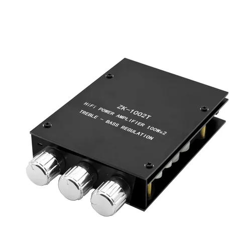 Vista 8 de ZK-1002T Placa de amplificador Bluetooth de 100 W+100 W con control de agudos y graves, placa de amplificador de audio estéreo mini de 2.0 canales