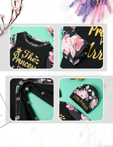 Vista 5 de Von kilizo Ropa de bebé recién nacido, mameluco de algodón para recién nacido, lindo traje de bebé niña