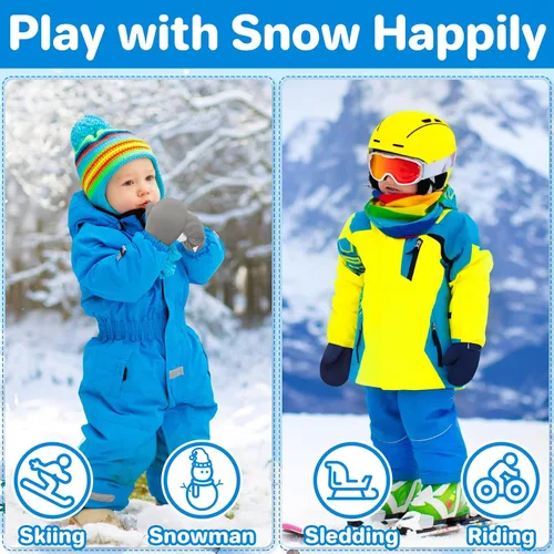 Vista 15 de QikQik Guantes de invierno impermeables para niños pequeños - Guantes de nieve para bebés