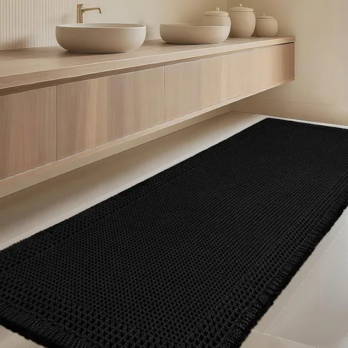 Vista 86 de Tapete de baño con diseño de gofre, moderno, bohemio, absorbente, antideslizante, ultrasuave, lavable a máquina, con letra de baño, dormitorio
