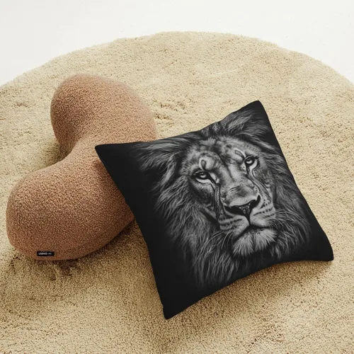 Vista 6 de Fundas de almohada decorativas de pana con estampado de cabeza de león en blanco y negro, funda de almohada suave para sofá, funda de cojín cuadrada