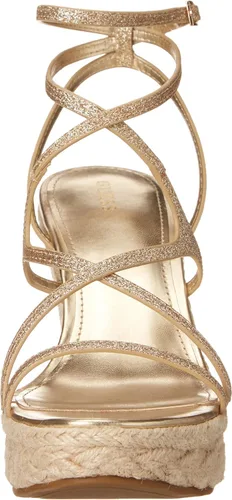 Vista 2 de GUESS Sandalia de cuña Hirani para mujer, Gld-1 Oro