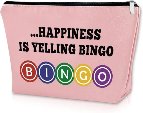 Vista 11 de Sazuwu Bingo Regalos Bolsa de Maquillaje Bingo Amantes Regalos Cosméticos Bolsa de Cumpleaños Regalos de Navidad Bolsa de viaje, Beige