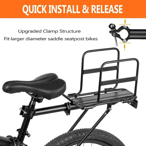Vista 7 de Estante plegable de carga para bicicleta de alas anchas, liberación rápida, universal, gran capacidad, altura ajustable de 24 a 29 pies