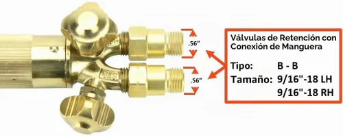 Vista 3 de SÜA - Antorcha de oxicombustible resistente compatible con Harris con válvulas de retención + punta de corte + punta de soldadura + punta