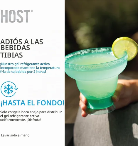 Vista 4 de HOST FREEZE - Vasos de Margarita sin tallo, vasos de cóctel de plástico aislados para bebidas congeladas, vasos enfriadores de doble pared para Azul