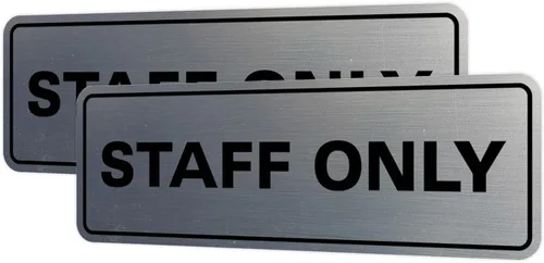 Vista 82 de All Quality Letrero estándar para pared o puerta Fácil instalación Señales de trabajo de oficina Seguridad mejorada – Negro – Pequeño