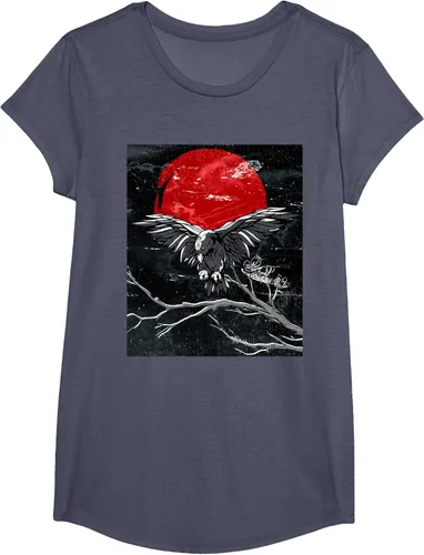 Vista 12 de Red Moon Raven - Camiseta japonesa de cuervo negro, Negro, S