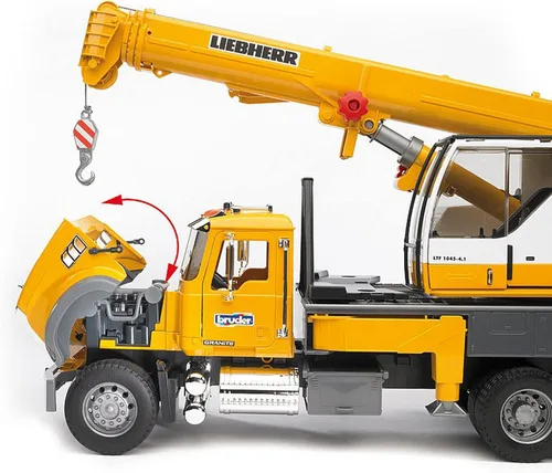 Vista 8 de Bruder 02818 Camión Grúa Mack Granite Liebherr