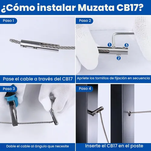 Vista 5 de [Patente] Muzata - Juego de 20 barandillas invisibles de 1/8 pulgadas sin estampar para cables, anclaje, anclaje, accesorios sin estampar, extremo