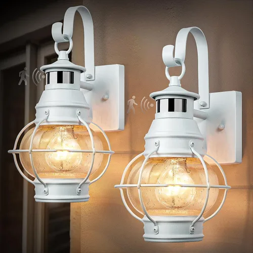 Vista 8 de Lamomo Lámpara de pared para exteriores, sensor de movimiento, luces de porche para exteriores, lámpara de pared negra del atardecer al amanecer