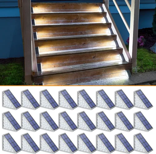 Vista 22 de NIORSUN Luces solares, impermeabilidad IP67, encendido/apagado automáticos, para escalones exterior, escalera, patio, porche, puerta delante, acera