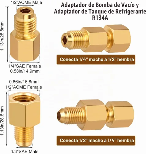Vista 3 de WADEO 31 piezas de válvula de bola angular para refrigerante de aire acondicionado de 1/4 pulgada para refrigerante R410A R134A R12 R22