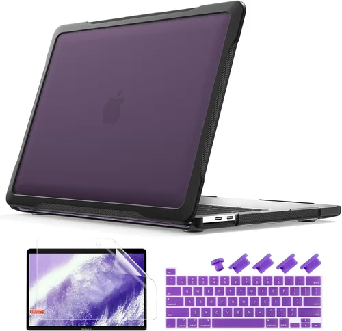 Vista 9 de Batianda Funda 4 en 1 Ultimate para MacBook Pro de 13 pulgadas 2022 2020 modelo A2338 M2 M1 Chip A2251 – Carcasa de armadura resistente translúcida