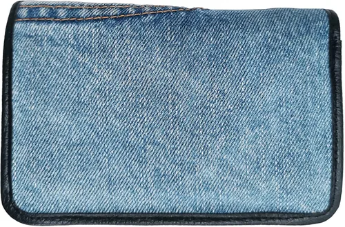 Vista 2 de Bijoux De Ja Upcycling - Cartera compacta para mujer, diseño de mezclilla azul, Mezclilla azul, Francés