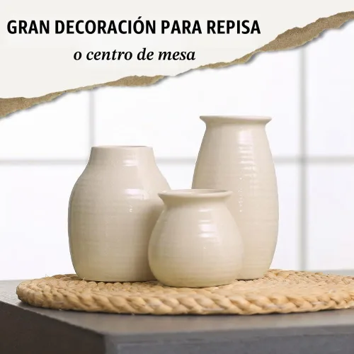 Vista 5 de Jarrón blanco para decoración – Decoración rústica del hogar, decoración moderna de granja – Jarrón de cerámica para decoración de chimenea