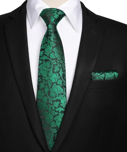 Vista 171 de Corbatas florales tejidas clásicas para hombre, corbata cuadrada de bolsillo, corbatas formales para hombres, boda con pañuelo