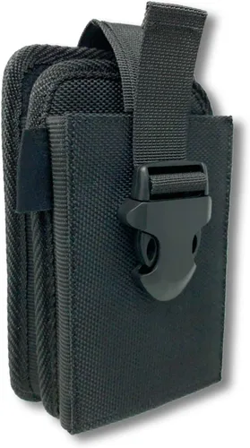 Vista 10 de Funda de nailon con doble bolsillo para teléfono. Bolsa con clip para cinturón con cierre de hebilla ajustable de liberación rápida. Lleva dos