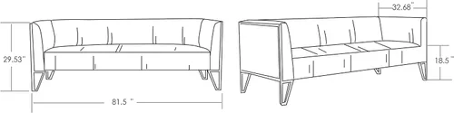 Vista 5 de Manhattan Comfort Vector - Sofá de terciopelo de 81.5 pulgadas para sala de estar, acolchado de espuma, tapicería con botones, marco de acero
