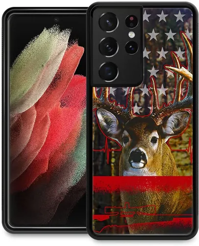 Vista 21 de Funda compatible con Samsung Galaxy S21 Ultra, funda protectora de madera con bandera estadounidense antideslizante y a prueba de golpes