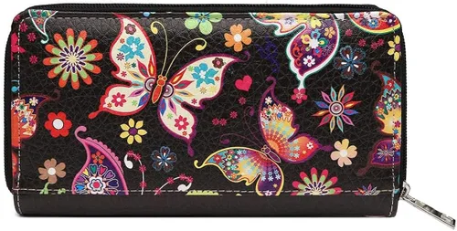 Vista 5 de Juego de cartera para mujer, estilo occidental, diseño de flores y mariposas, estilo floral, estilo campestre