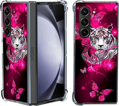 Vista 10 de Funda para Galaxy Z Fold 5, protección contra caídas de mandala de león colorido, a prueba de golpes, de cuerpo completo, resistente a los arañazos