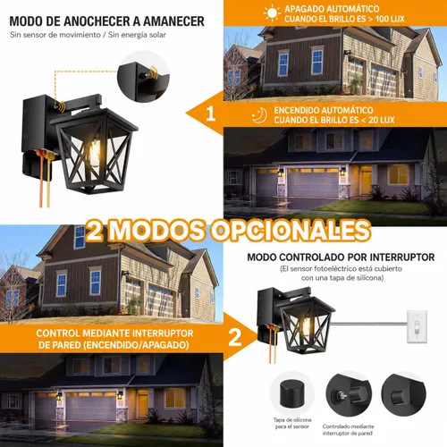 Vista 4 de Ehaho Luces de porche con salida GFCI, aleación de aluminio de grado Negro