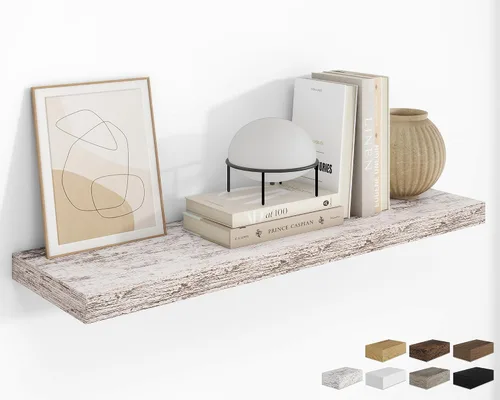 Vista 89 de RICHFOCUS Estantes flotantes de 8 pulgadas para estantes cuadrados de pared para dormitorio, cocina, baño, estante flotante de madera rústica