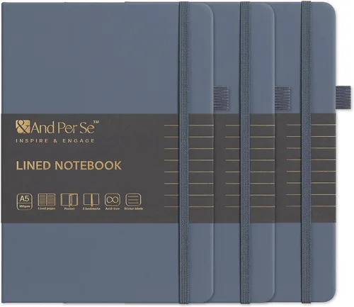 Vista 12 de ⩓ Per Se Cuaderno de Diario con Líneas (3 Paquetes), 160 Páginas Papel Grueso 100GSM, A5 Tapa Dura Cuadernos con Rayas Universitarias para Escribir