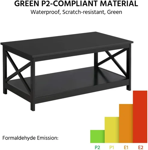 Vista 6 de Topeakmart X-Design - Juego de 3 mesas de sala de estar, con 1 mesa auxiliar y 2 mesas laterales para sofá, color negro