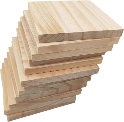 Vista 9 de 6 piezas de bloques cuadrados de madera sin terminar para manualidades, tablas de madera de pino en blanco de 15x15x1 centímetros, para tallado