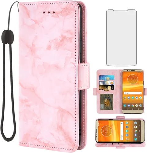 Vista 9 de Asuwish Funda compatible con Moto E5 Plus E 5 Supra y protector de pantalla de vidrio templado, ranura para tarjeta celular, soporte para tarjetero