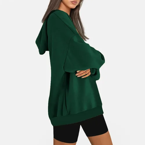 Vista 3 de Blczomt Sudadera con capucha para mujer, casual, de manga larga, a la moda, para otoño, 2023, de gran tamaño, cómoda, para vacaciones
