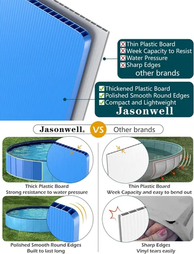 Vista 5 de Jasonwell Piscina plegable para perros, piscina plegable de plástico duro, piscina portátil para niños y mascotas, bañera para cachorros pequeños