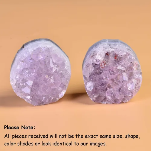 Vista 4 de JIC Gem Juego de 2 pomos de cristal de amatista natural para cocina, baño