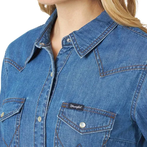 Vista 2 de Wrangler Camisa retro de manga larga para mujer