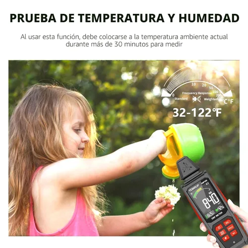 Vista 5 de Detector EMF, TEMIRUP 5 en 1 Medidor EMF Portátil Detector de Radiación, Detecta EF, RF, MF, Señal WiFi, Temperatura, Humedad, Lector EMF Recargable