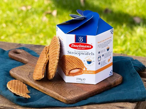 Vista 5 de DAELMANS Caramel Stroopwafels - Auténticos gofres holandeses tostados suaves, canela, vainilla bourbon, lácteos Kosher certificados, 8.11 onzas