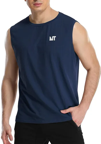 Vista 2 de NITAGUT Camiseta sin mangas para hombre casual clásica sin mangas para entrenamiento culturismo musculación