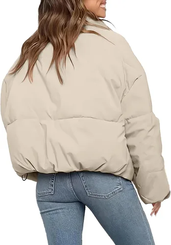 Vista 2 de Polu Women's Puffer Jackets Oversized Long Sleeve Winter Zipper Coat Warm Quilted Jackets with Pockets