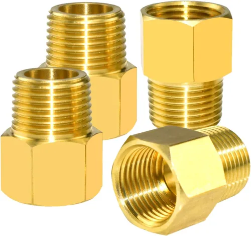 Vista 8 de 4 unids latón tubería 1/4 "NPT rosca hembra x 1/4" NPT macho rosca tubería