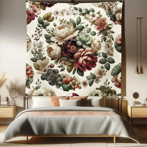 Vista 157 de Ambesonne Tapiz bohemio, diseño floral de bruja, luna y mariposa con adornos de mandala, decoración de tela para colgar en la pared para dormitorio