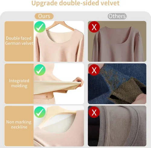 Vista 7 de Ropa interior térmica para mujer, ropa interior larga, elástica, suave, térmica, parte superior e inferior para invierno