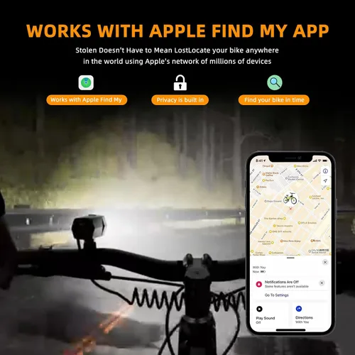 Vista 2 de Bike Light Headlight 1200lumens 10W CREE led, Compatible with Apple FindMy APP, 3+1Modes，Front Bicycle Light Rechargeable Waterproof for Road