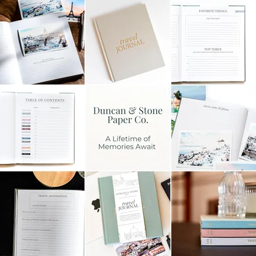 Vista 10 de DUNCAN & STONE PAPER CO. Diarios de viaje - Elegante cuaderno de diario para registrar todas tus aventuras de viaje hasta 15 viajes
