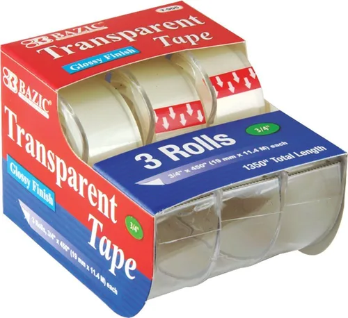 Vista 9 de Cinta transparente (paquete de 3) - 3/4 pulgadas x 500 pulgadas (paquete de 24) rolls of 3/4 in x 500 in glossy transparent tape, each in its own