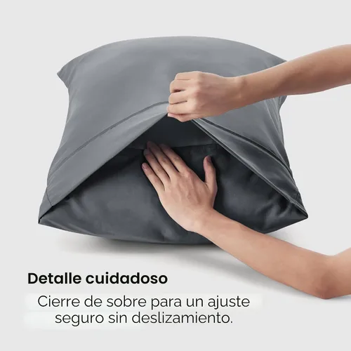 Vista 6 de Bedsure Fundas de Almohada Tamaño Estándar Juego de 2 - Fundas de Almohada de Microfibra Cepillada Gris Oscuro, Súper Suaves y Acogedoras con Cierre